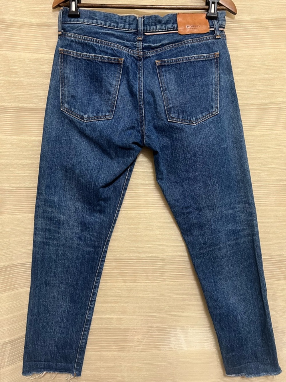 Moussy Vintage Slim Straight Jeans 30” Waist Medium Wash Raw Hem Button Fly - Picture 8 of 10